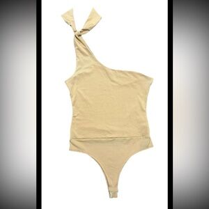 Trk Woman One Shoulder Bodysuit Size M Light Yellow (0446)